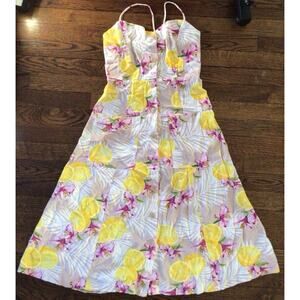 Forever 21 Spaghetti Strap Pink Floral Lemon Dress Womens S